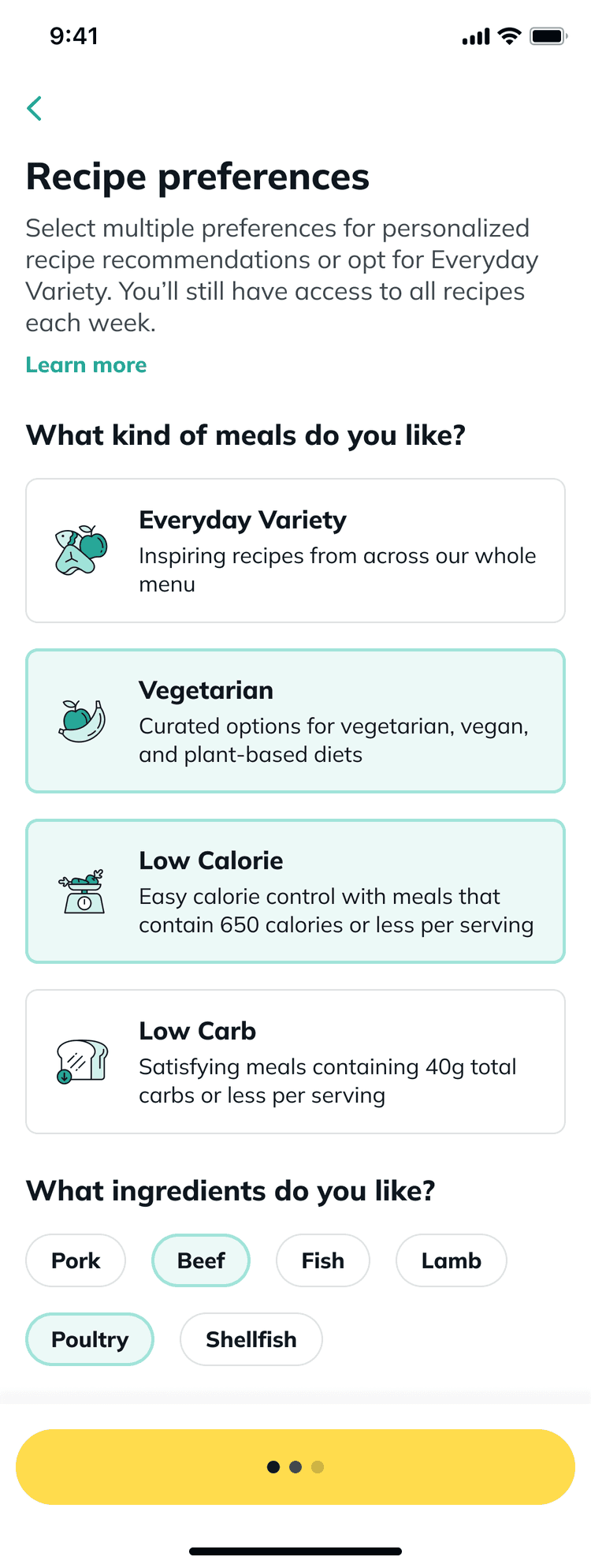 Recipe preferences iOS — Marley Spoon
