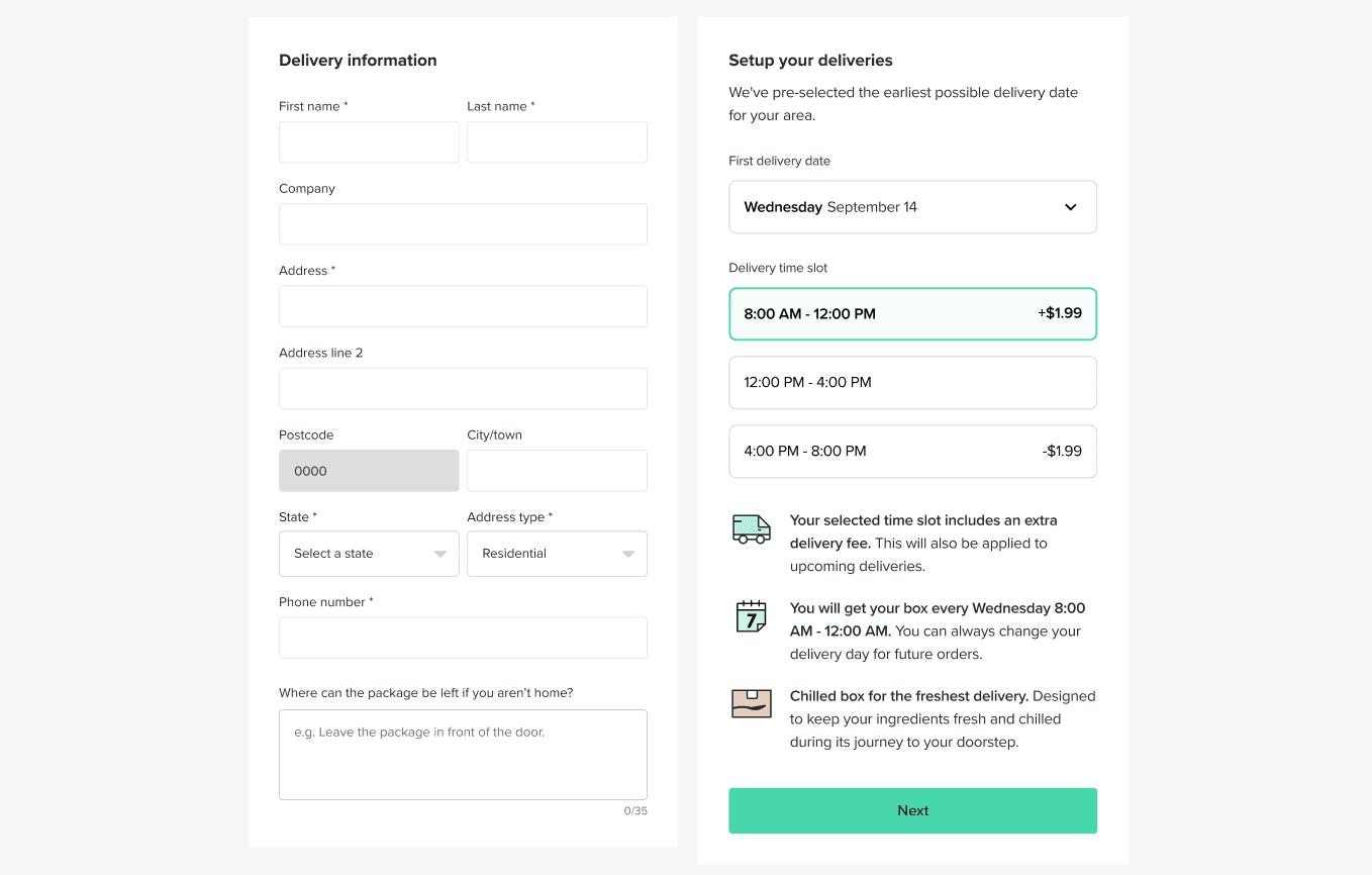 Delivery Pricing — delivery day selection with differentiated pricing
