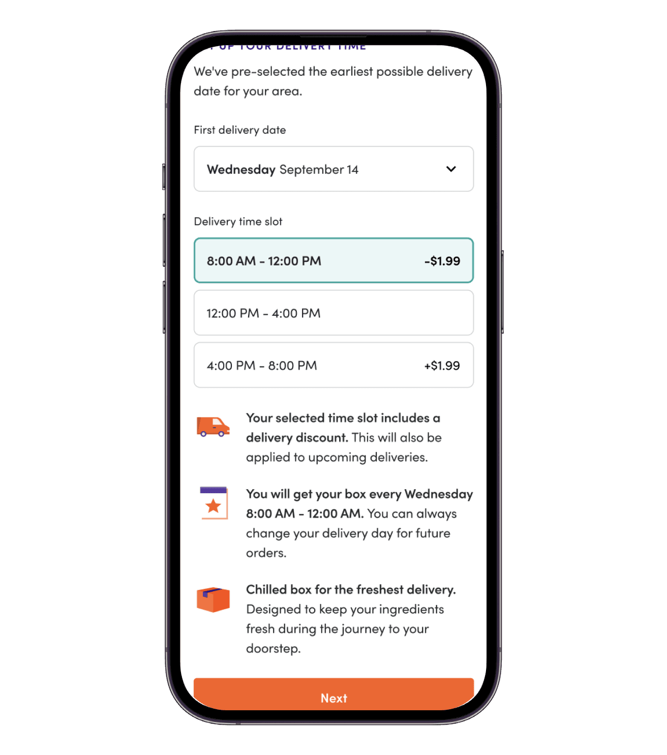 Delivery Pricing — iOS delivery scheduling UI