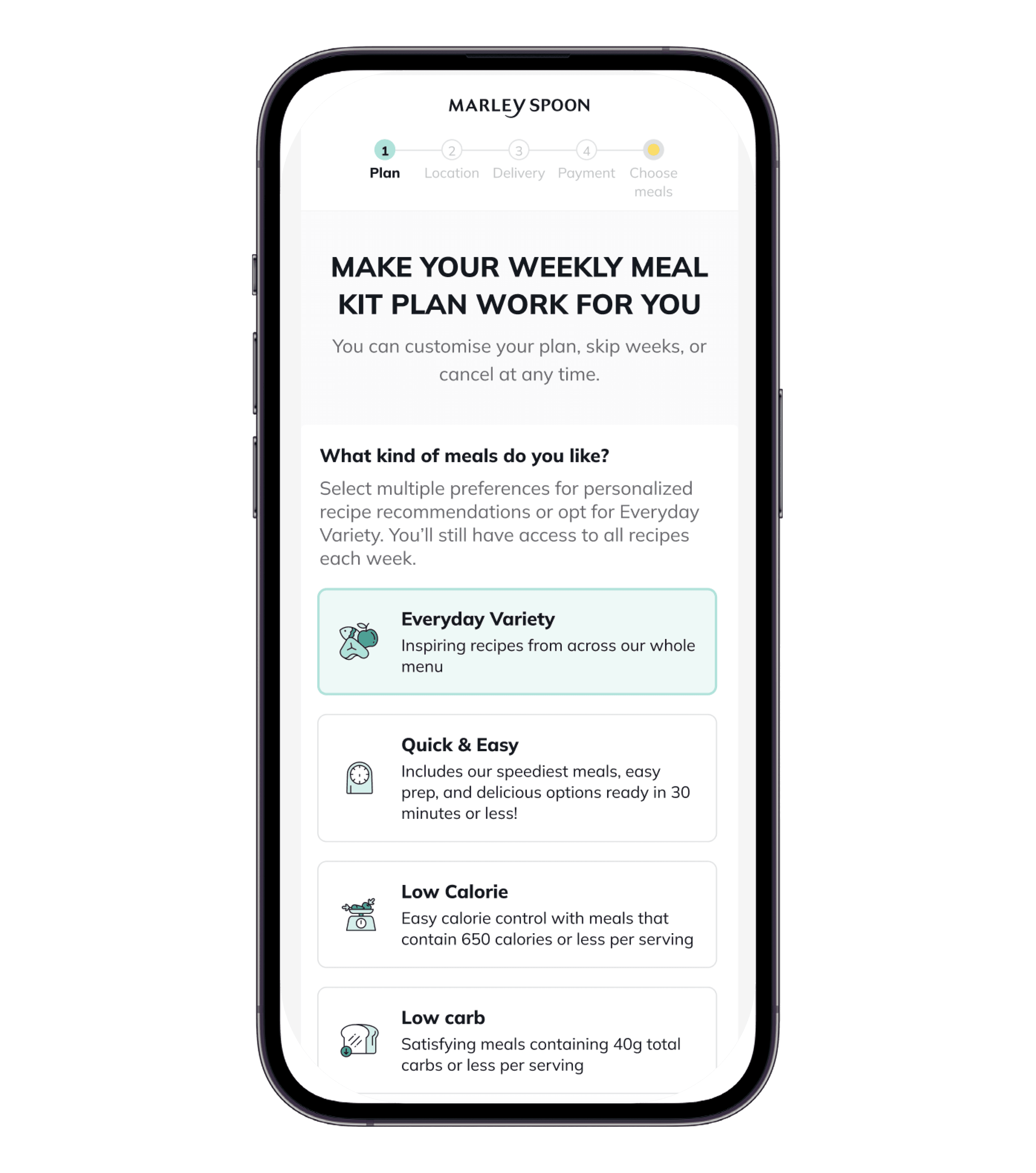 Recipe Preferences — iOS design mockup