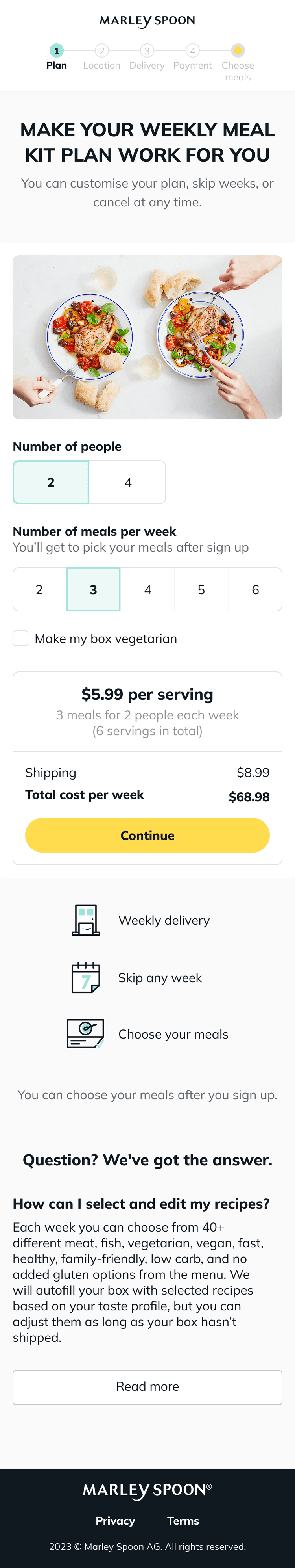 A/B test control — no preference selection